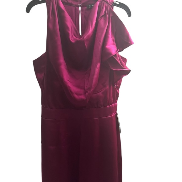 INC International Concepts Draped Neck Satin Jumpsuit Fuschia Pop size 2 - Picture 2 of 9